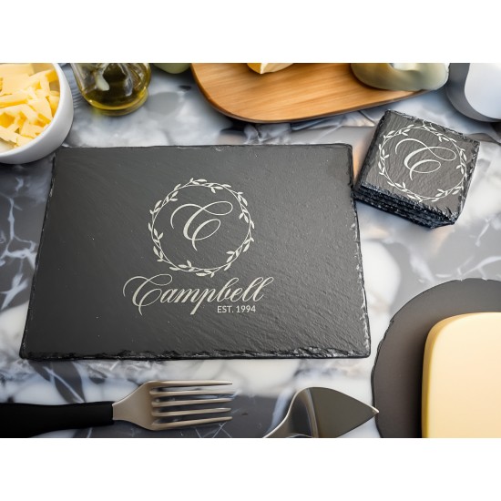 Personalized Slate Serving Tray/Coaster Set