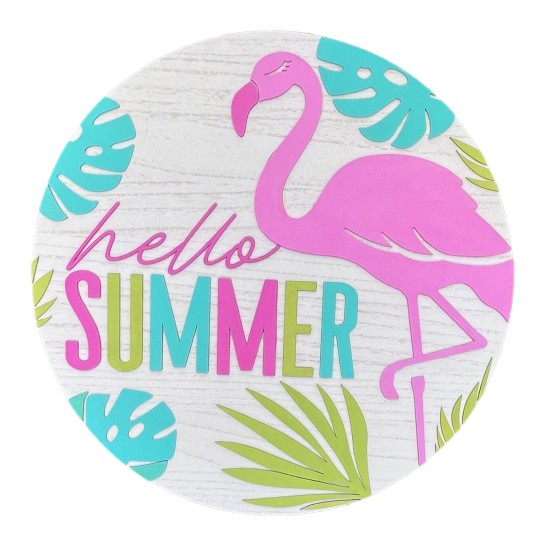 18" Hello Summer Hand Painted Wood Sign